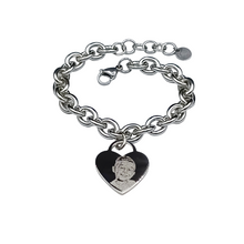 Carica l'immagine nel visualizzatore di Gallery, Bracciale Acciaio con Fotoincisione Medaglietta Cuore
