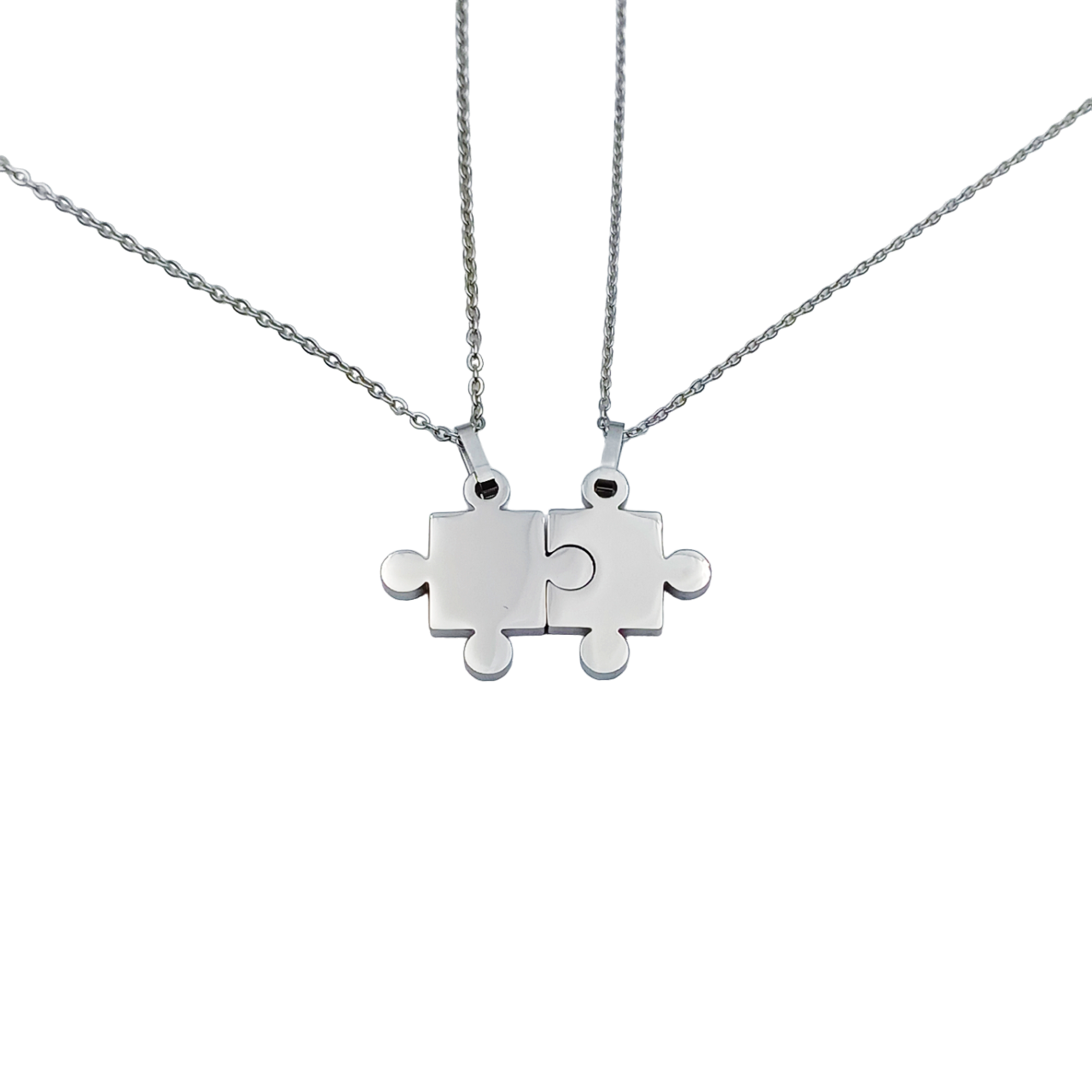 Collana Per Coppia Cuore Amore Puzzle Acciaio Inox 2 Partner Ciondolo - Foto 8