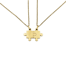 Carica l'immagine nel visualizzatore di Gallery, Coppia collane puzzle acciaio incisione gratuita