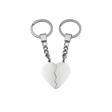 Carica l'immagine nel visualizzatore di Gallery, Portachiavi Cuore Spezzato Acciaio Incisione Gratuita