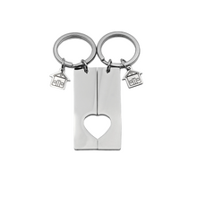 Carica l'immagine nel visualizzatore di Gallery, Portachiavi Barretta Cuore Spezzato Acciaio Oro Incisione Gratuita