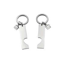 Carica l'immagine nel visualizzatore di Gallery, Portachiavi Barretta Cuore Spezzato Acciaio Oro Incisione Gratuita