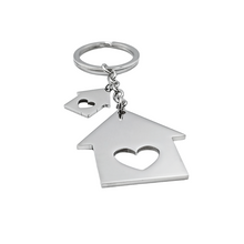 Carica l'immagine nel visualizzatore di Gallery, Portachiavi Casetta Cuore Acciaio Incisione Gratuita