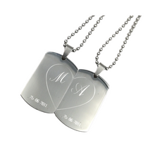 Carica l'immagine nel visualizzatore di Gallery, Coppia Medaglietta Cuore Inciso - Acciaio Anallergico