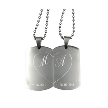 Carica l'immagine nel visualizzatore di Gallery, Coppia Medaglietta Cuore Inciso - Acciaio Anallergico