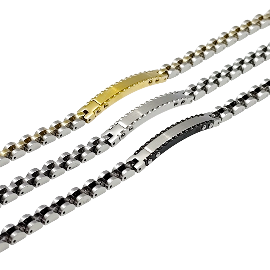 Bracciale Cubo Ziglinato in Acciaio con Incisione Personalizzata