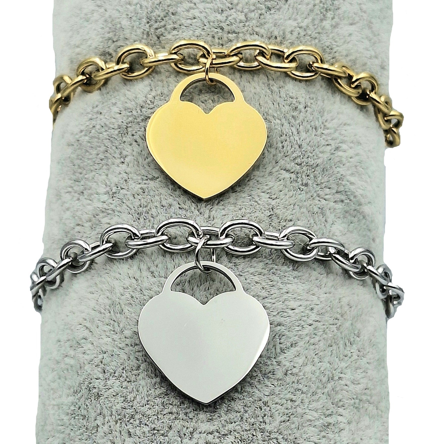 Bracciale Cuore minimalista in Acciaio Inossidabile - Incisione Gratuita