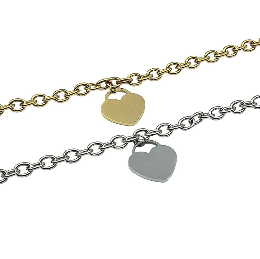 Bracciale Cuore Acciaio Inossidabile - Incisione Gratuita - Madrina Comunione o Cresima