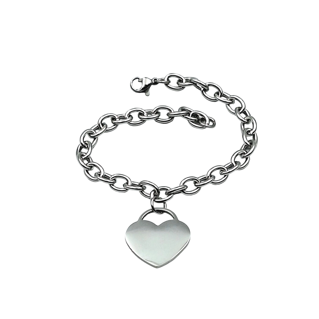 Bracciale Cuore Acciaio Inossidabile - Incisione Gratuita - Madrina Comunione o Cresima