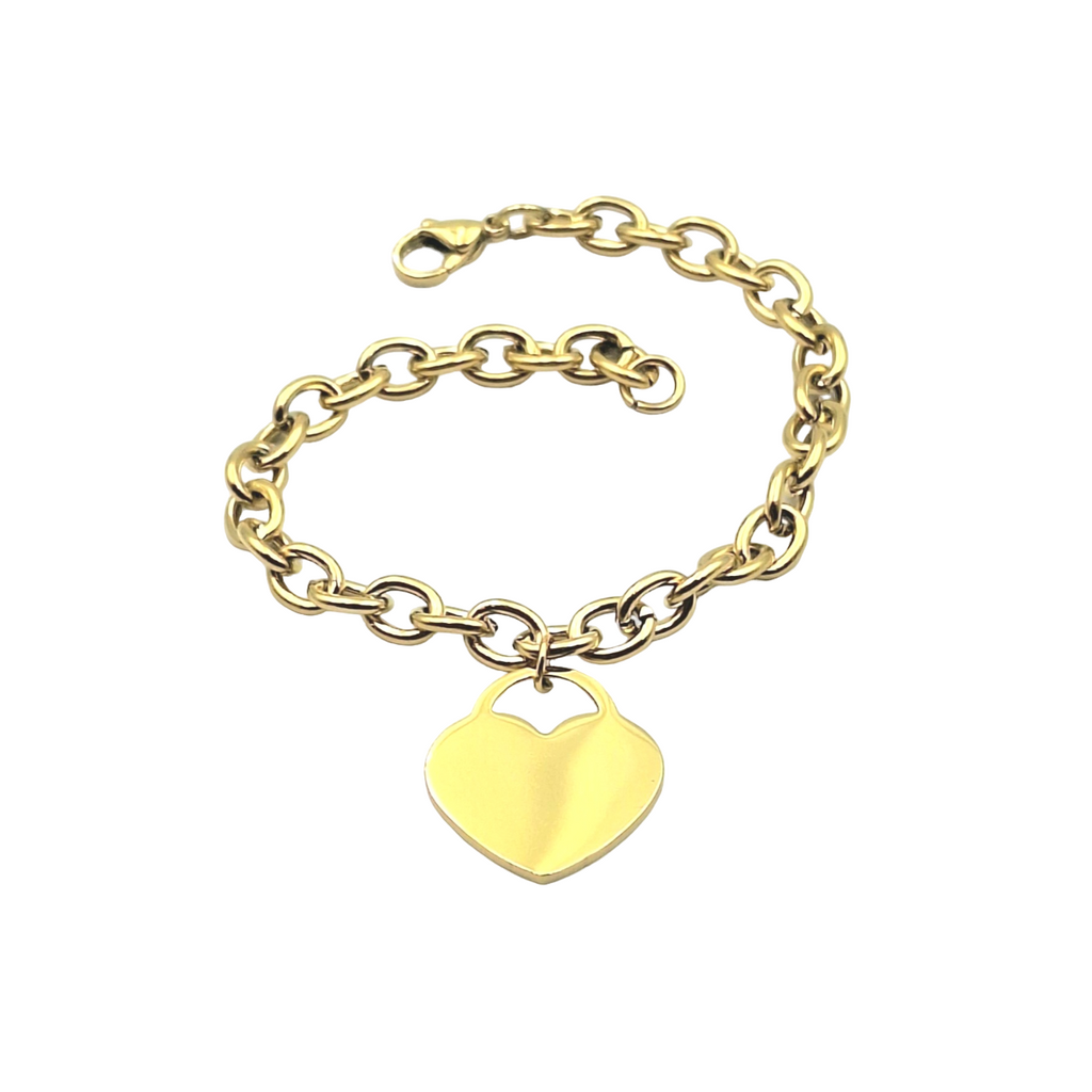 Bracciale Cuore Acciaio Inossidabile - Incisione Gratuita - Madrina Comunione o Cresima