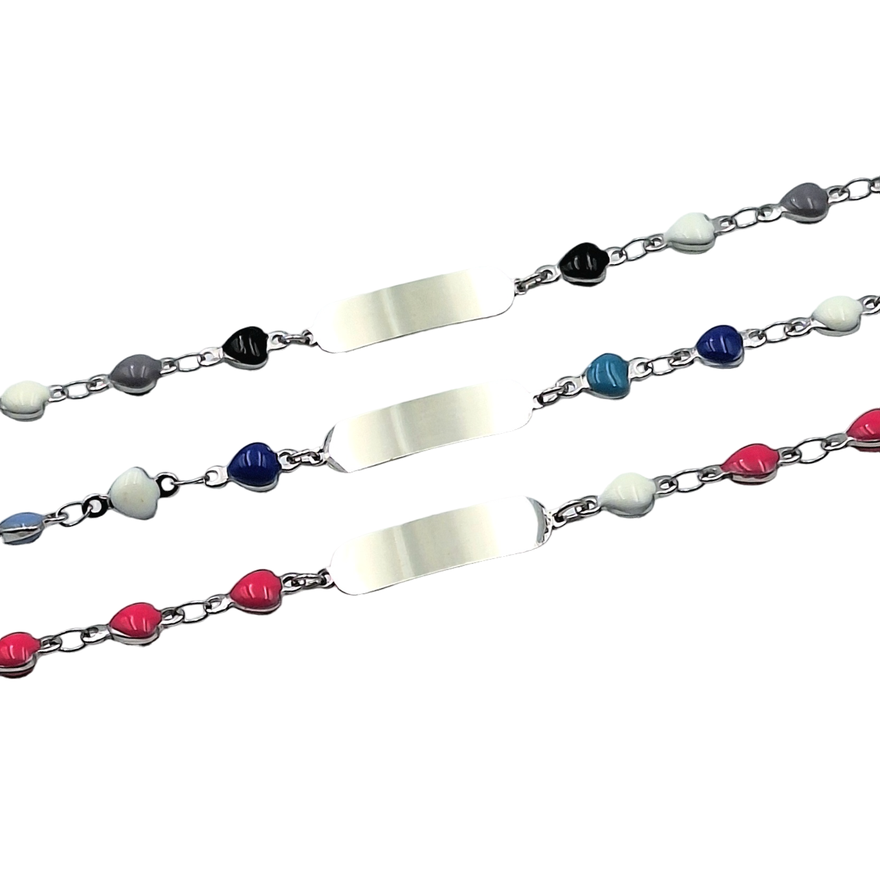 Bracciale Bimbo Bimba Cuori - Incisione Gratuita - Comunione Cresima Battesimo