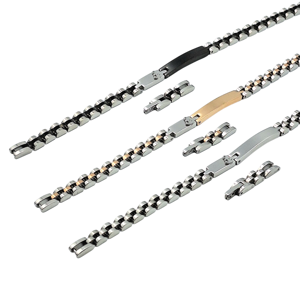 Bracciale Diamantato Ancora Acciaio - Incisione Gratuita - Padrino Comunione o Cresima