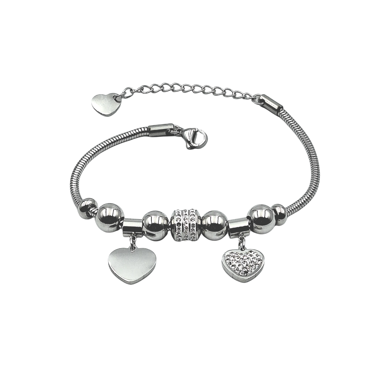 Bracciale Charms Cuore Brillante - Incisione Gratuita - Madrina Comunione Cresima Battesimo