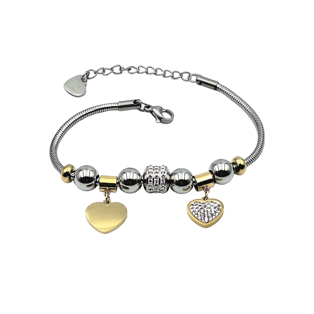 Bracciale Charms Cuore Brillante - Incisione Gratuita - Madrina Comunione Cresima Battesimo