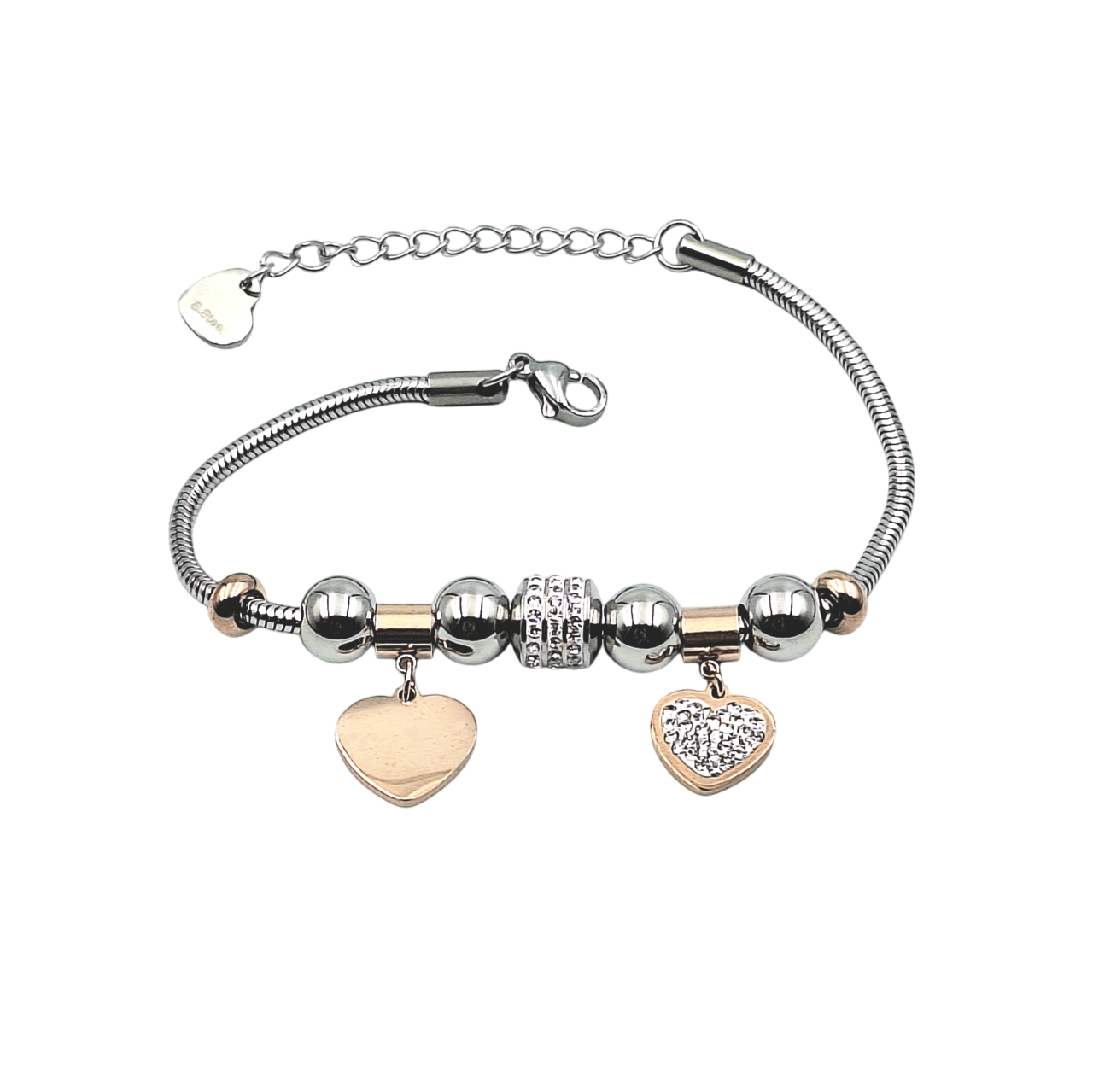 Bracciale Charms Cuore Brillante - Incisione Gratuita - Madrina Comunione Cresima Battesimo