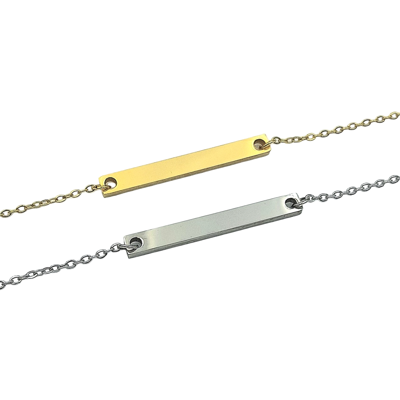 Collana Barretta Acciaio oro o Acciaio Argento