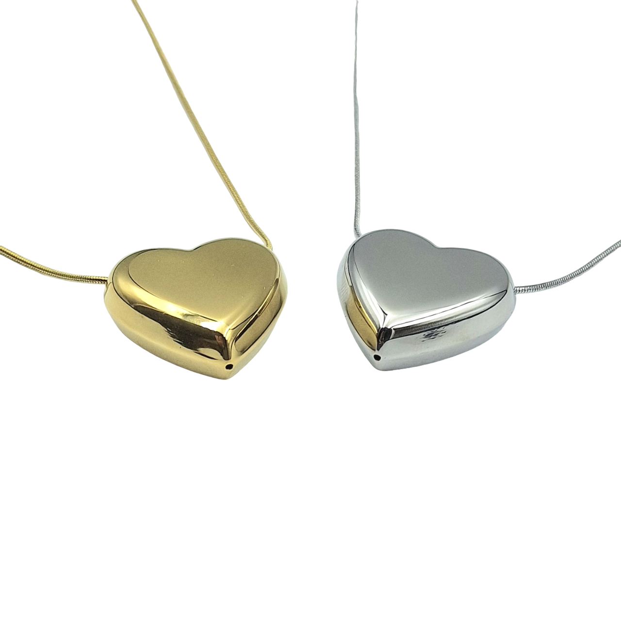 Collana Medaglione Cuore Acciaio Argento o Acciaio Oro