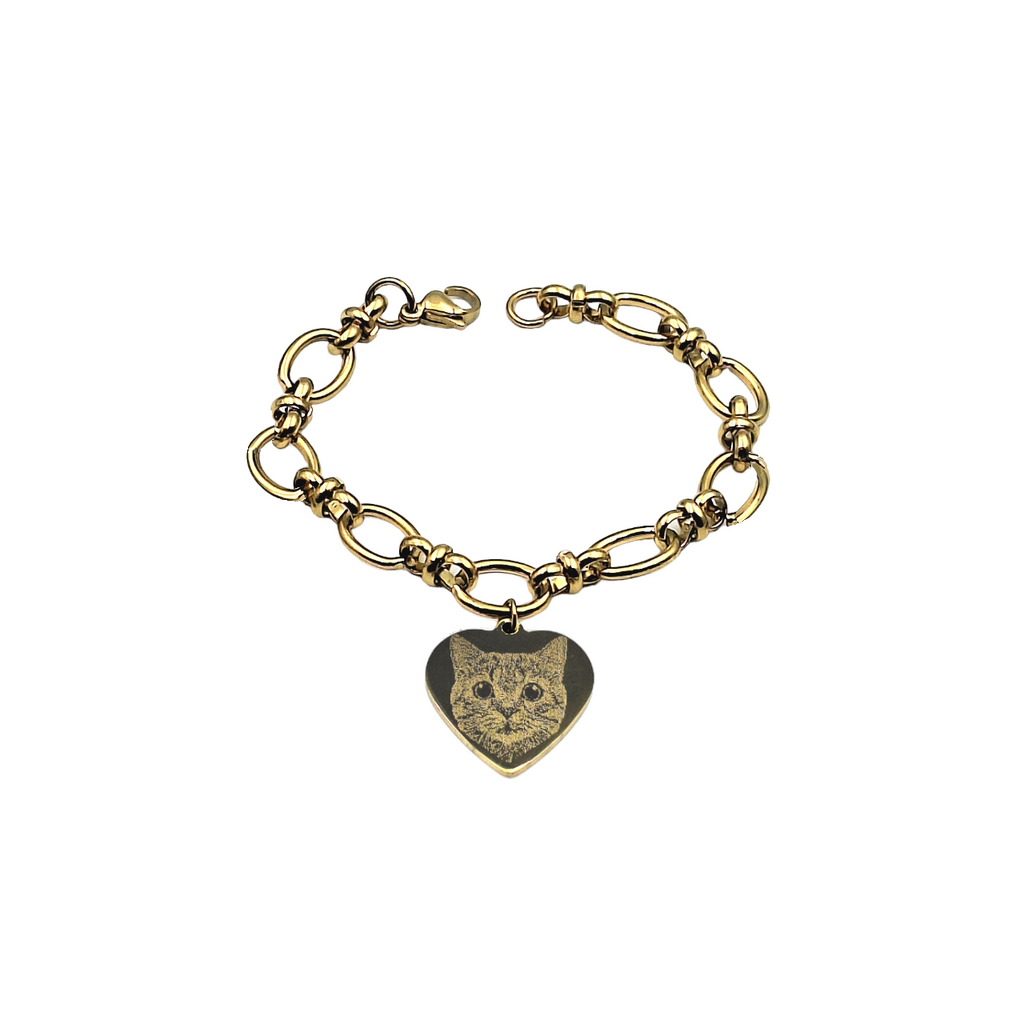 Bracciale Acciaio con Fotoincisione da 1 a 2 Cuori con Foto + Dedica