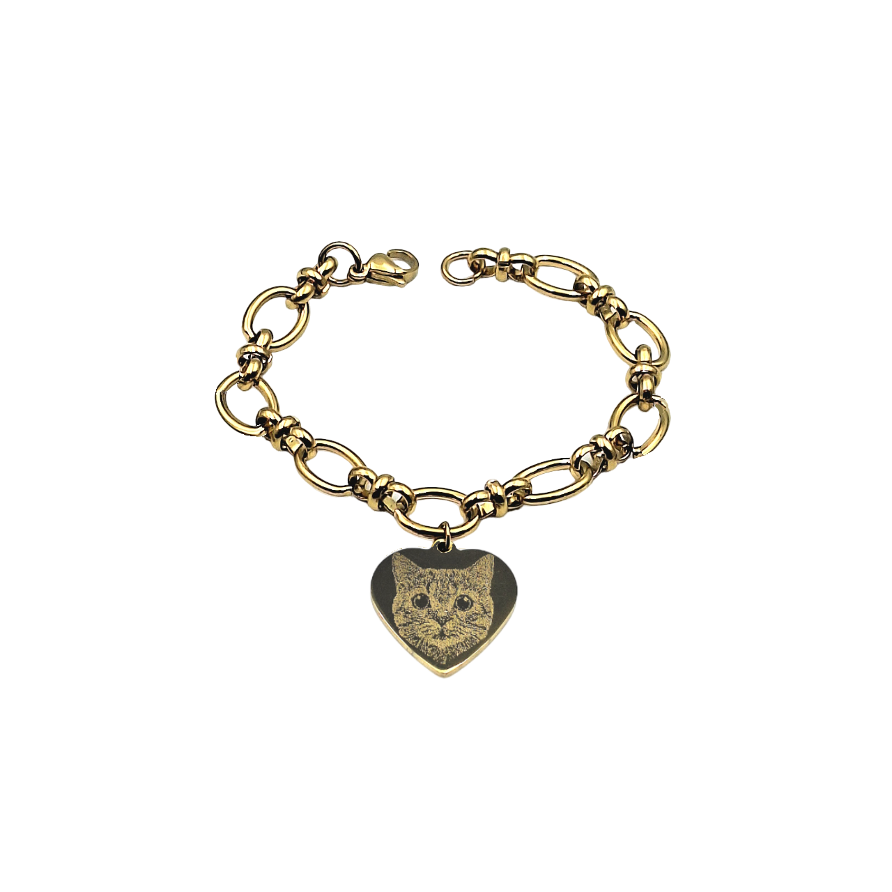 Bracciale Acciaio con Fotoincisione da 1 a 2 Cuori con Foto + Dedica