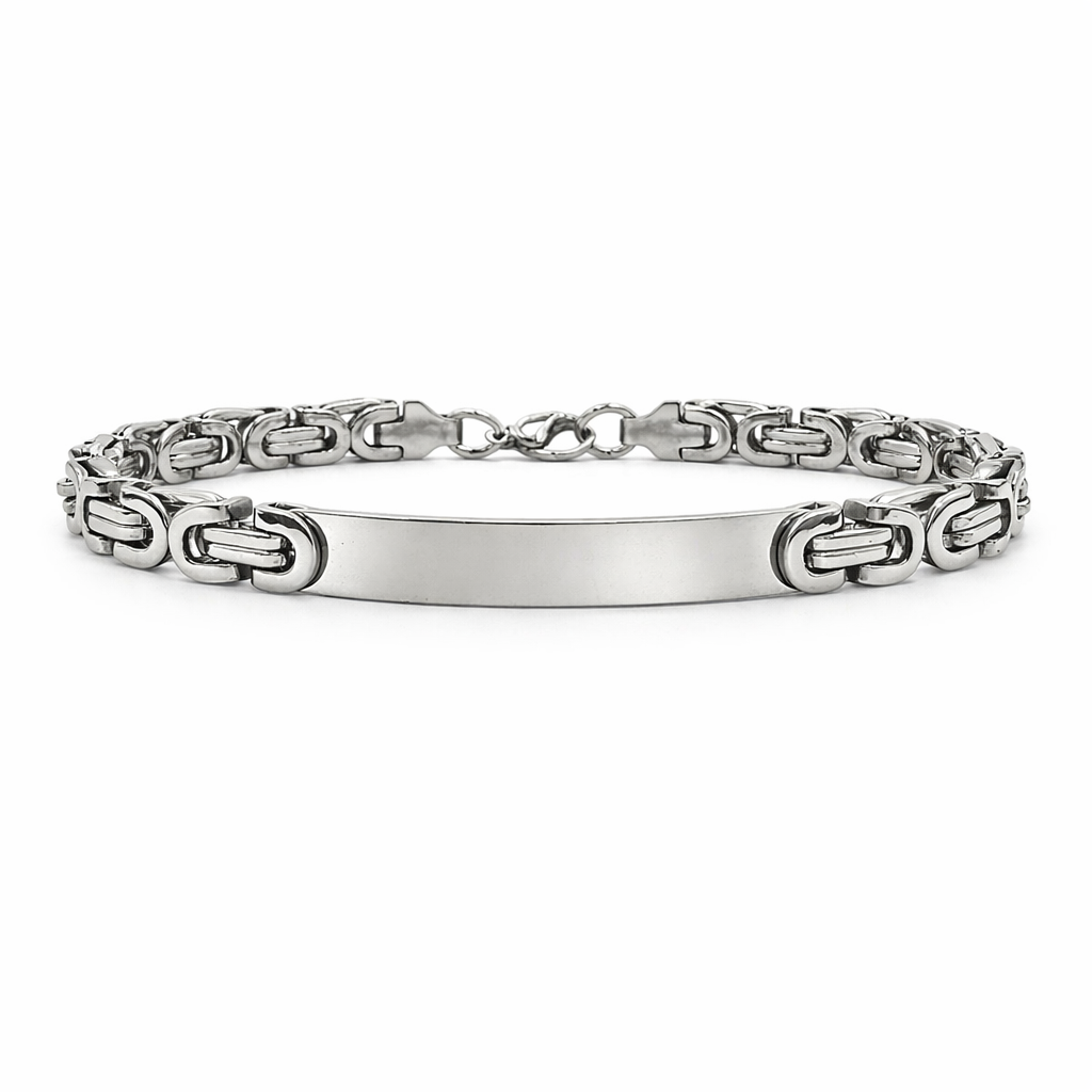 Bracciale Catena Intrecciata in Acciaio con Incisione Personalizzata