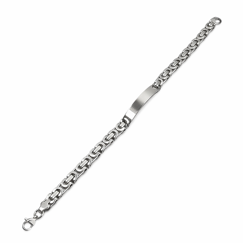 Bracciale Catena Intrecciata in Acciaio con Incisione Personalizzata