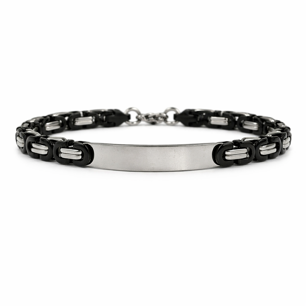 Bracciale Catena Intrecciata in Acciaio con Incisione Personalizzata