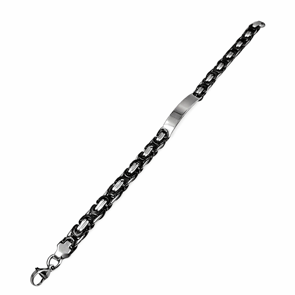 Bracciale Catena Intrecciata in Acciaio con Incisione Personalizzata