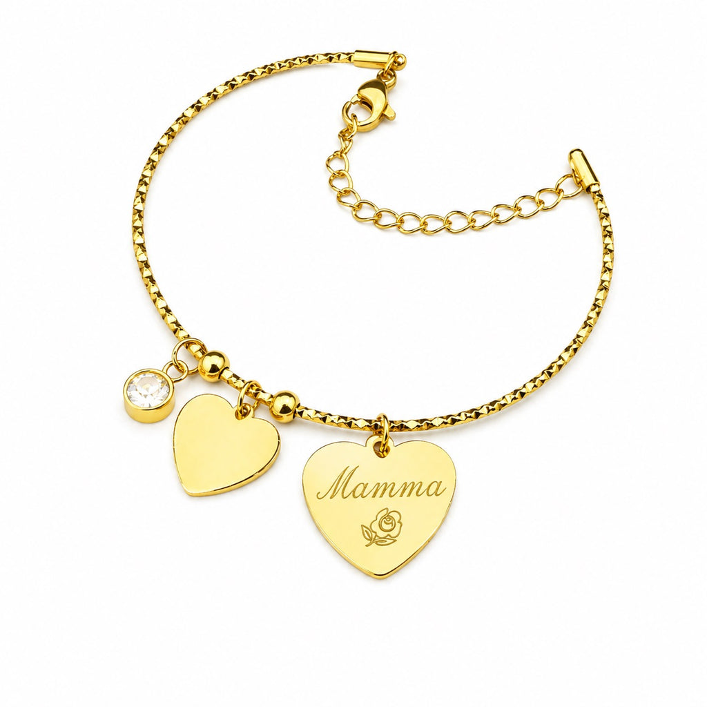 Bracciale Diamantato Flessibile Regolabile in Acciaio con Incisione Personalizzata