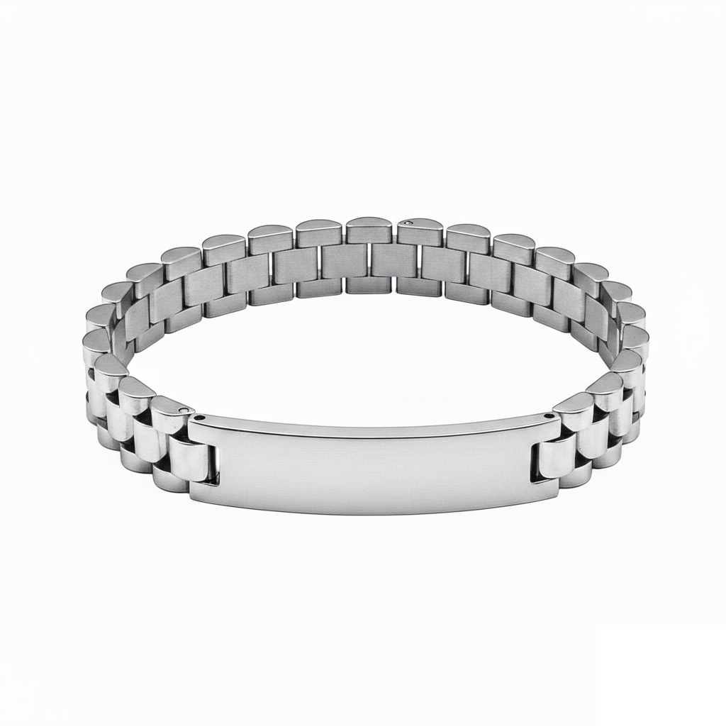 Bracciale Elegance Diamantato Acciaio con Incisione Personalizzata