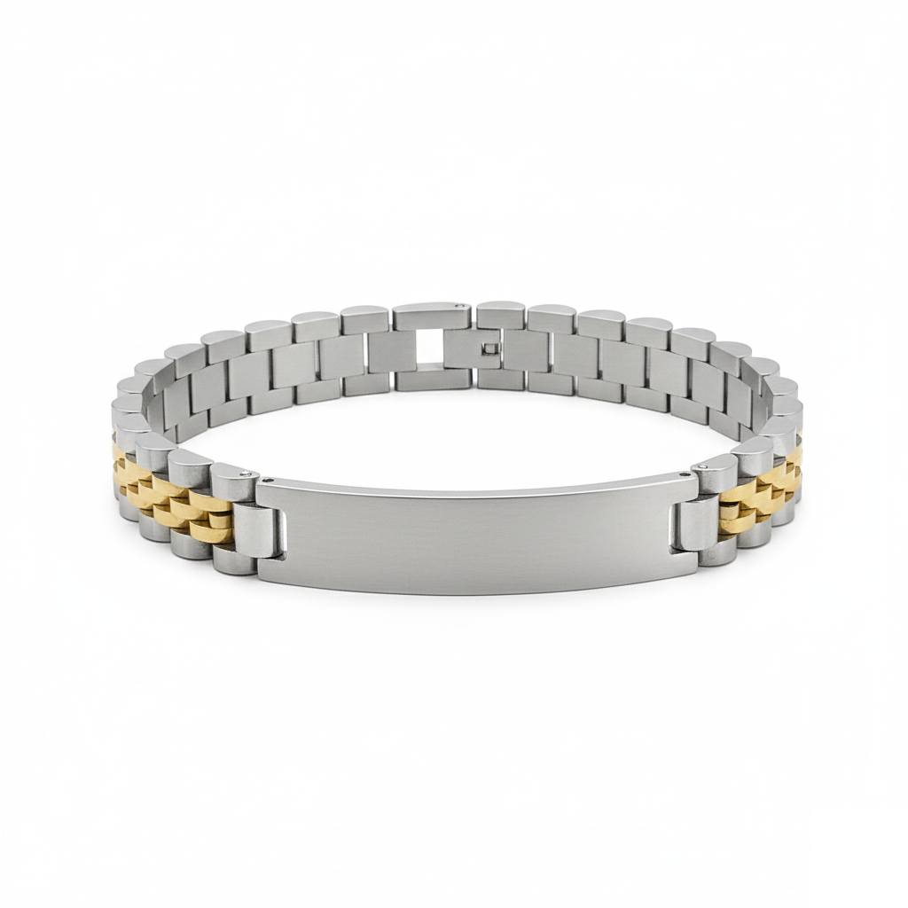 Bracciale Elegance Diamantato Acciaio con Incisione Personalizzata