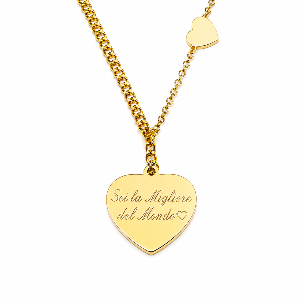 Collana Tris Cuoricini in Acciaio con Incisione Personalizzata