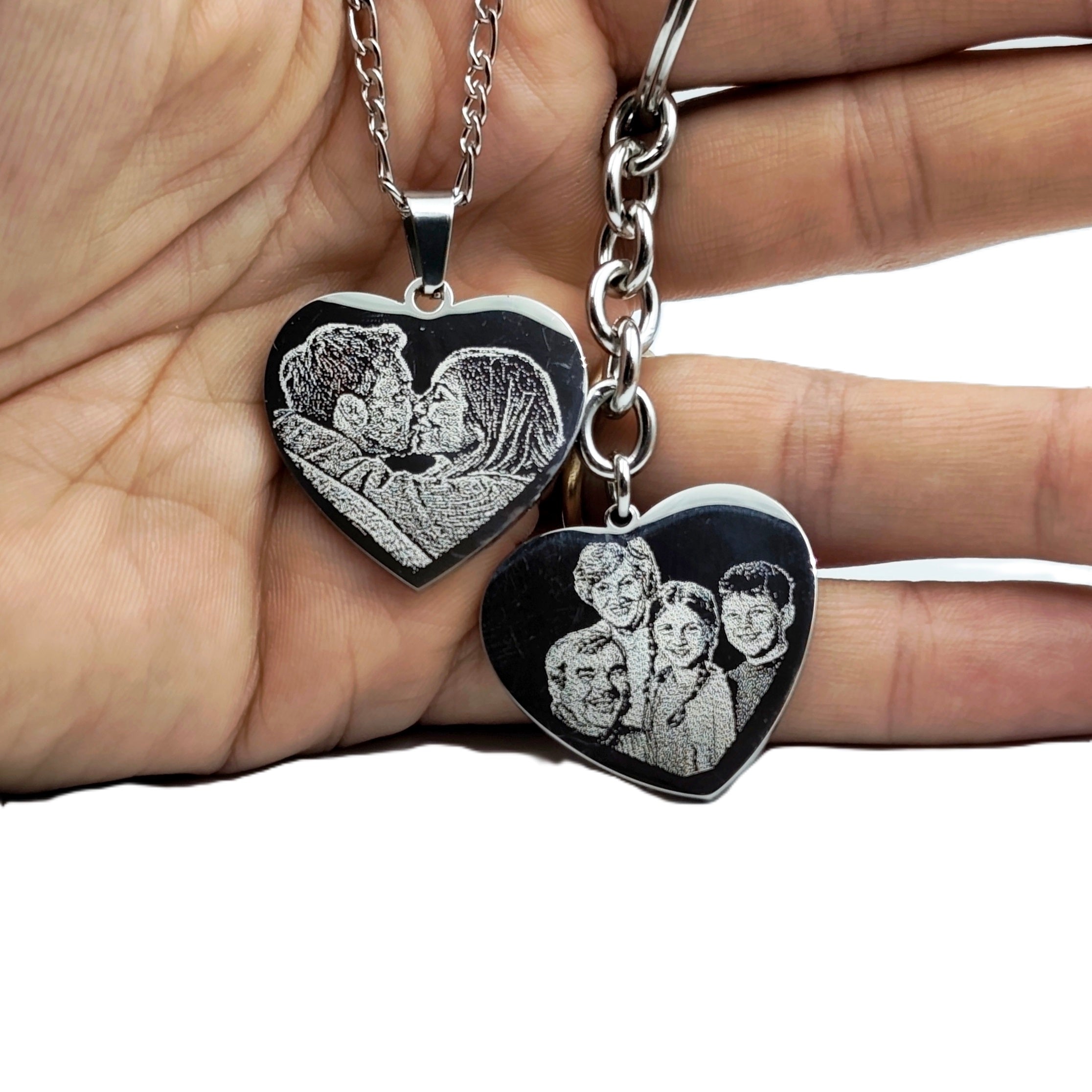 Collana Cuore Grande Acciaio con Fotoincisione