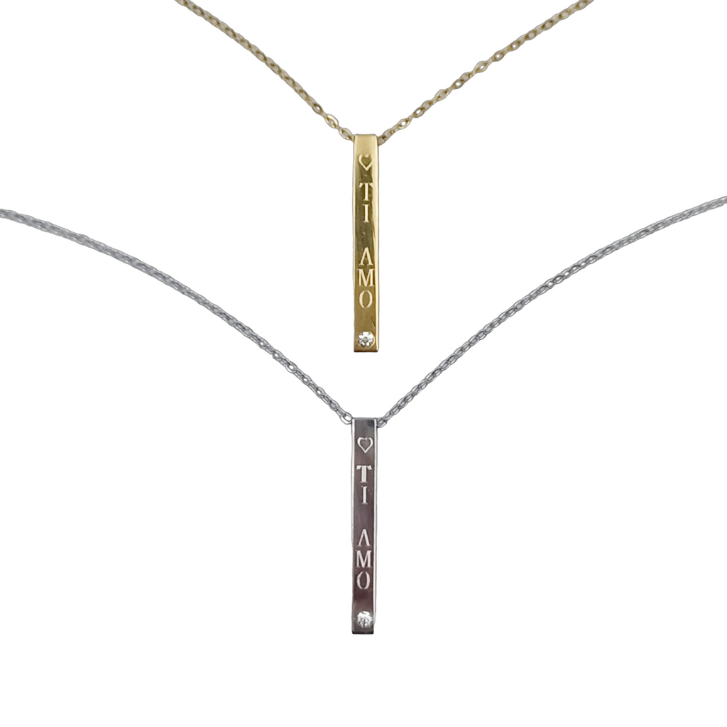 Collana Pendente Brillantino Acciaio oro o Acciaio Argento