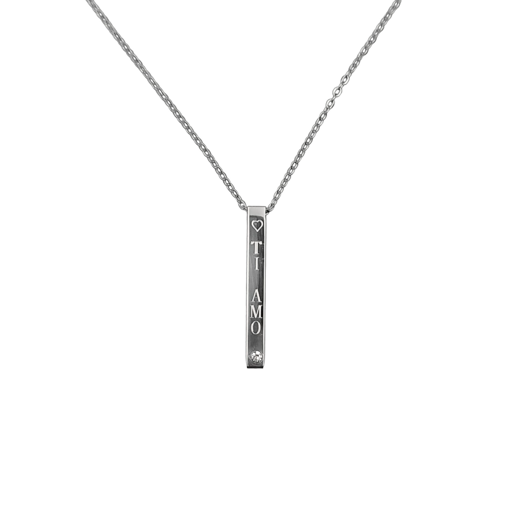 Collana Pendente Brillantino Acciaio oro o Acciaio Argento