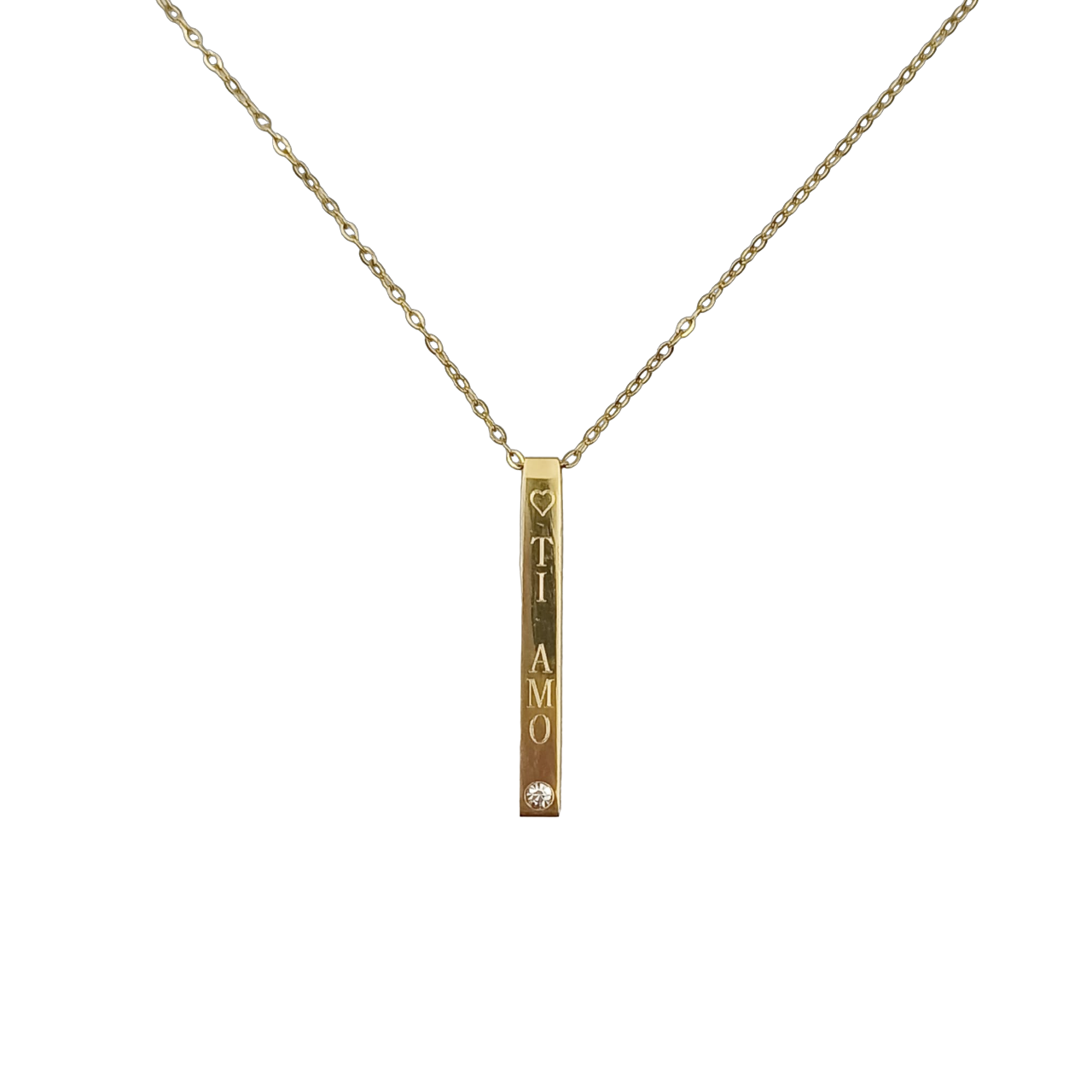 Collana Pendente Brillantino Acciaio oro o Acciaio Argento