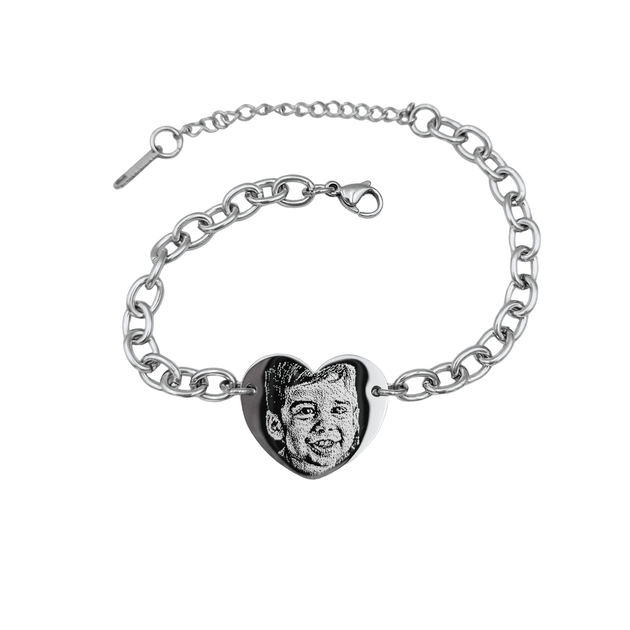 Bracciale Cuore Acciaio con Fotoincisione