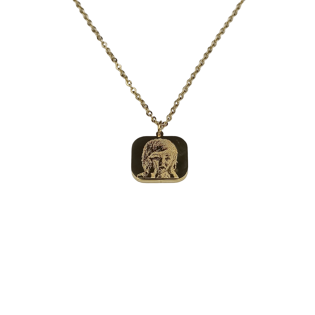 Collana Acciaio con Doppia Fotoincisione pendente quadrato