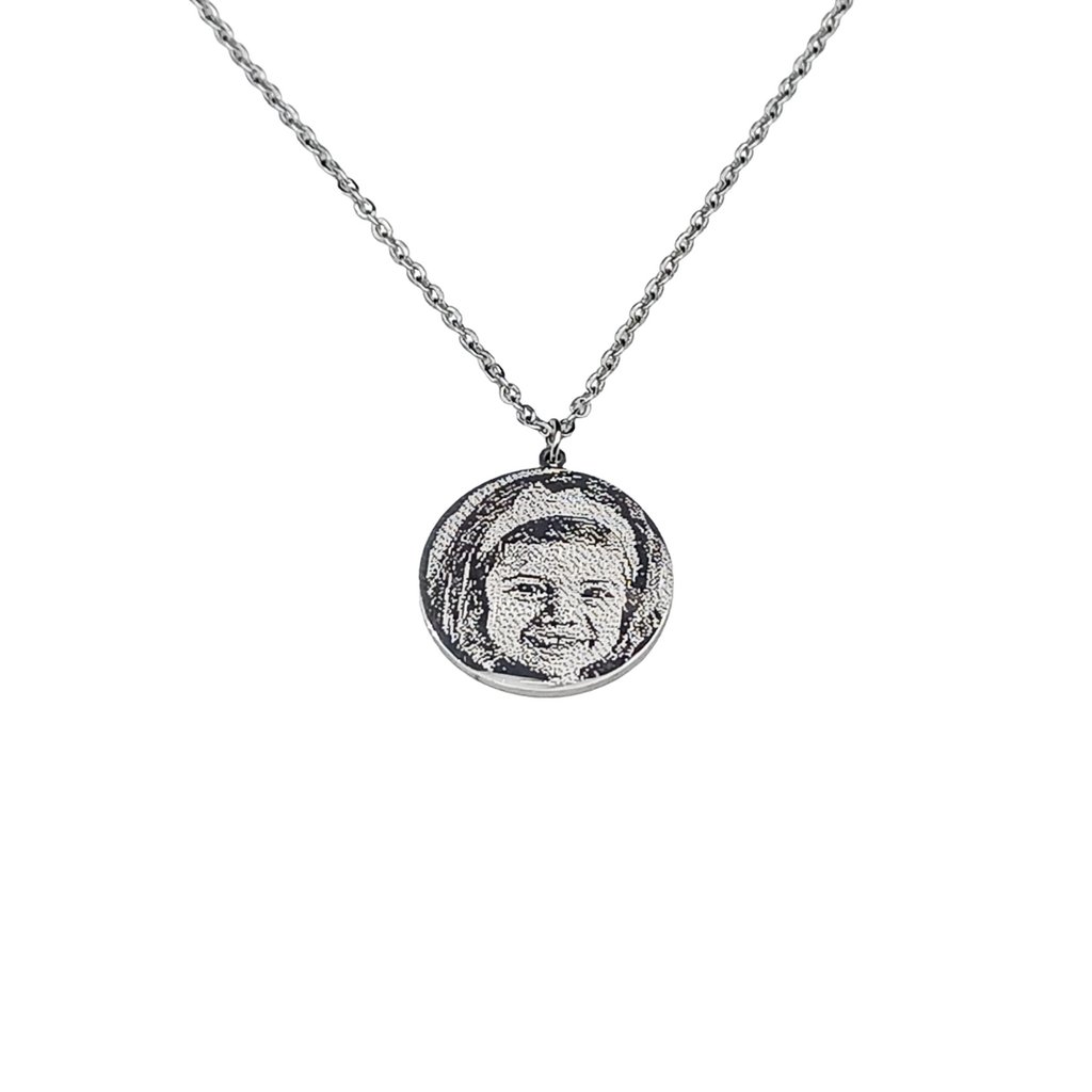 Collana Acciaio con Fotoincisione pendente Tondo