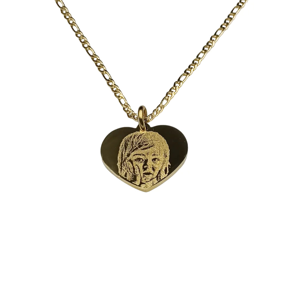 Collana Acciaio con Doppia Fotoincisione Medaglietta Cuore