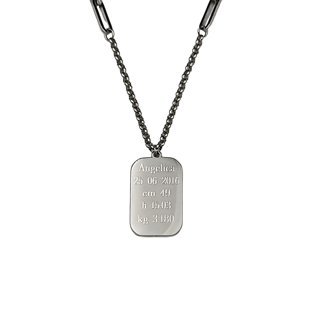 Collana Mané Nascita Acciaio con Incisione da 1 a 4 Bimbi