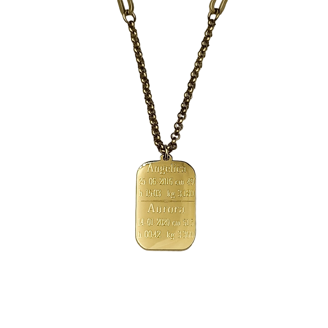 Collana Mané Nascita Acciaio con Incisione da 1 a 4 Bimbi