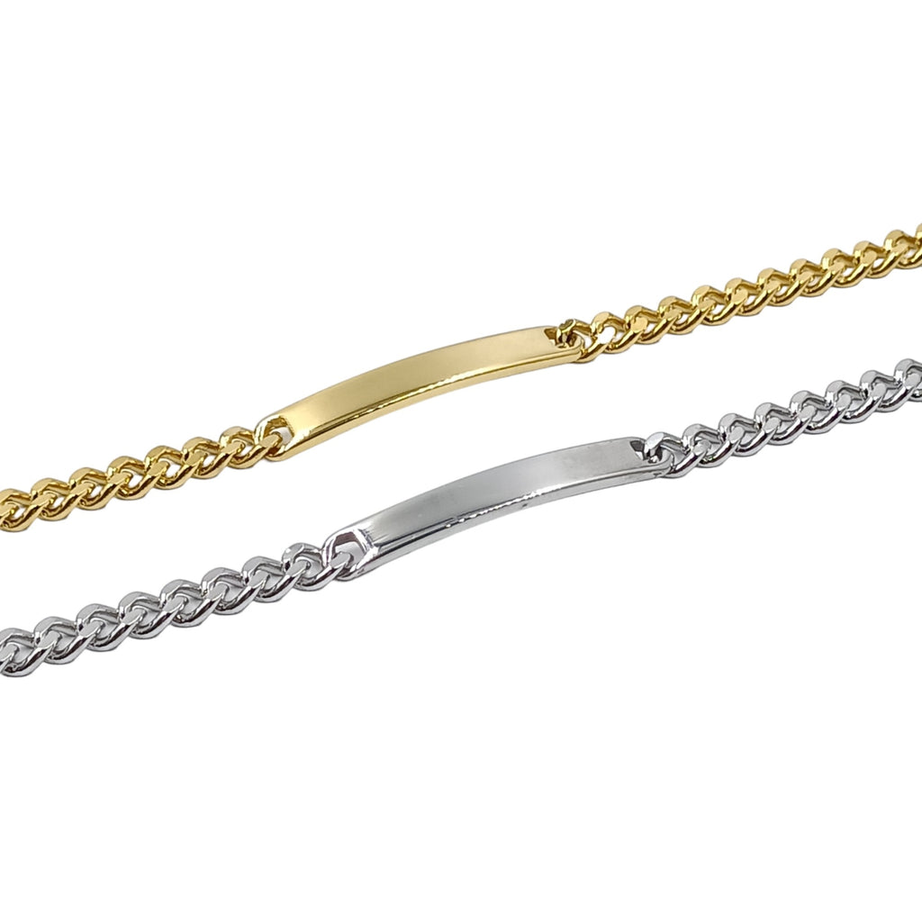 Bracciale Acciaio Argento o Oro Maglia Bizantina - Incisione Gratuita - Padrino Comunione o Cresima