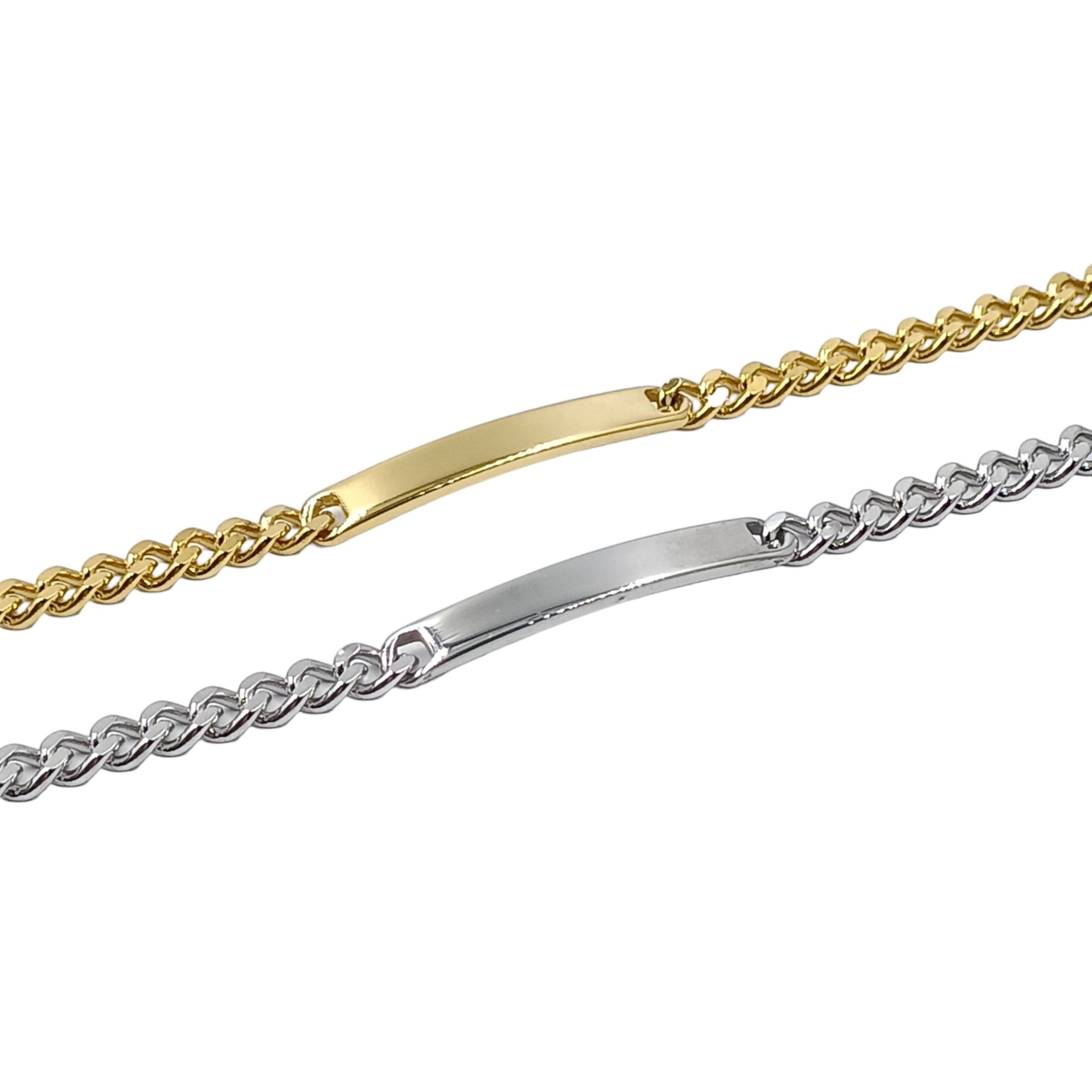 Bracciale Acciaio Argento o Oro Maglia Bizantina - Incisione Gratuita - Padrino Comunione o Cresima