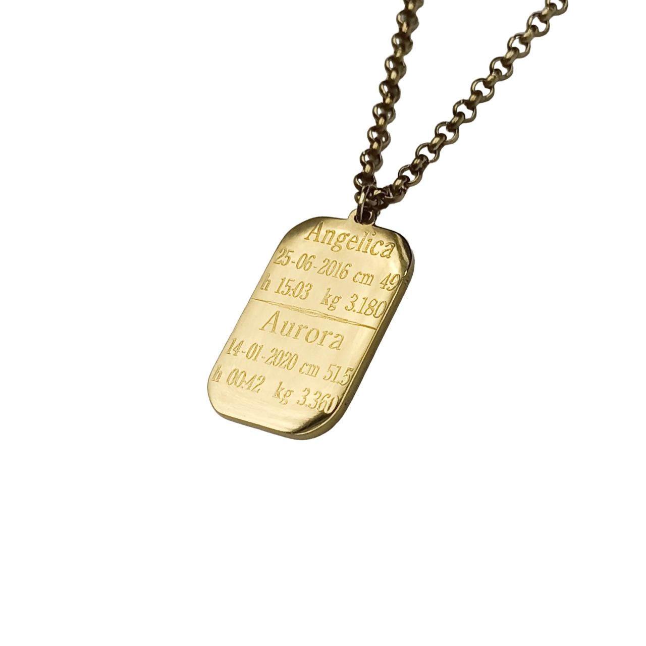 Collana Mané Nascita Acciaio con Incisione da 1 a 4 Bimbi