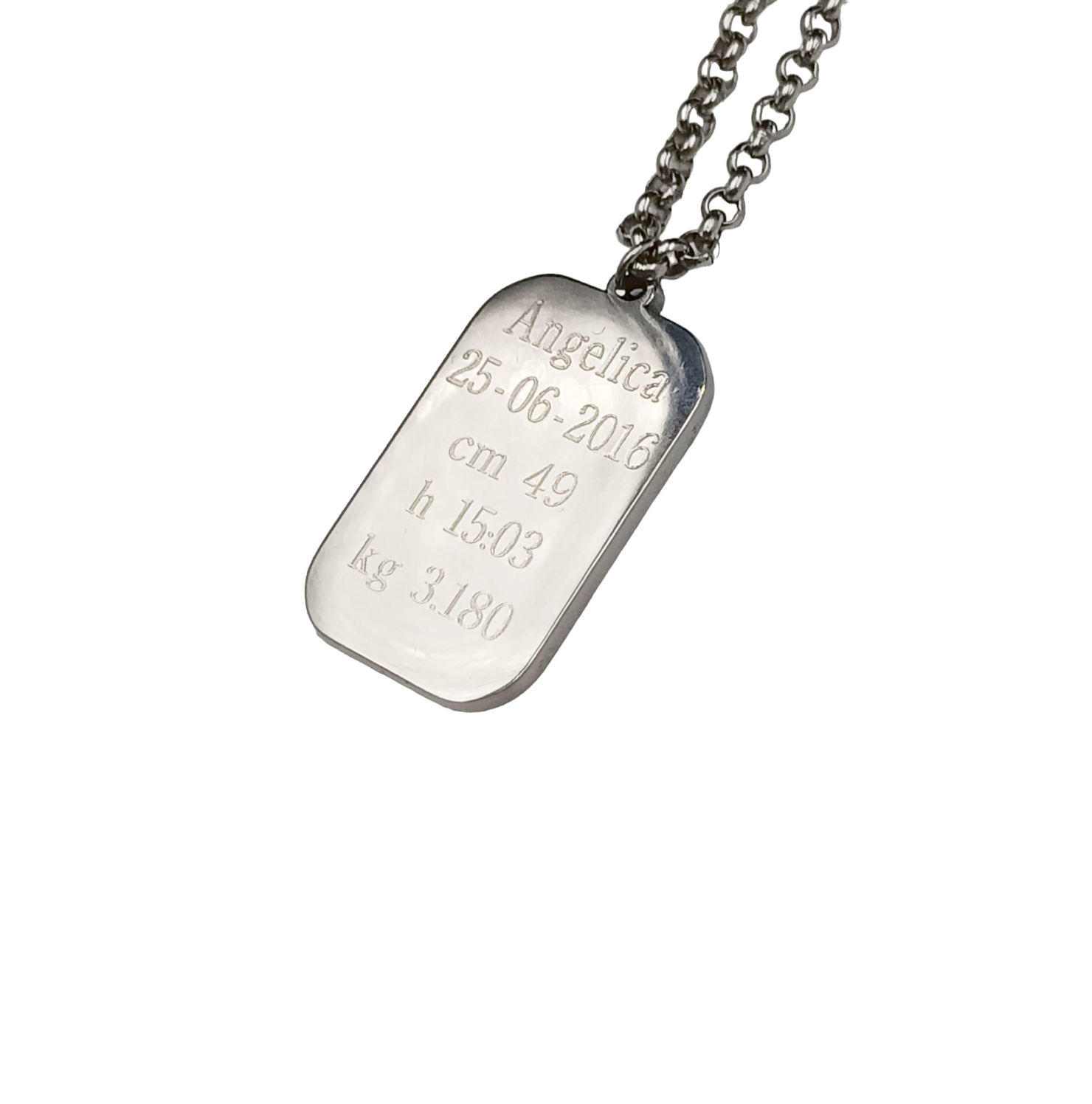 Collana Mané Nascita Acciaio con Incisione da 1 a 4 Bimbi