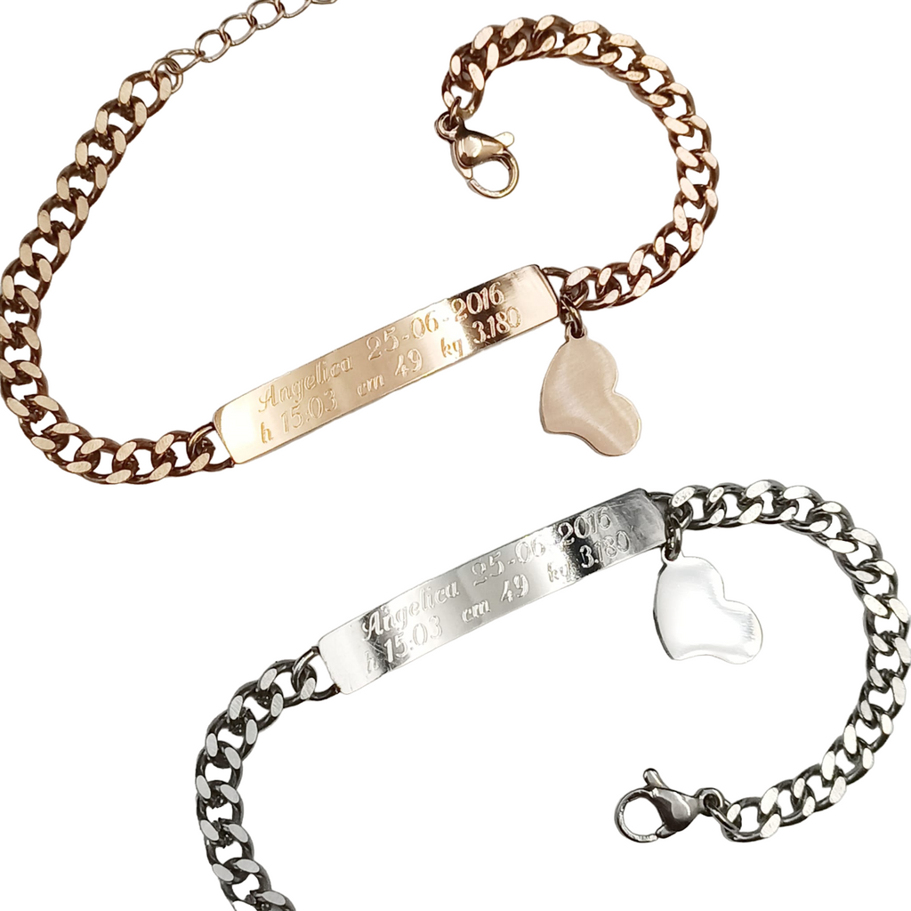 Coppia bracciali Nascita da 1 a 2 Bimbi Acciaio