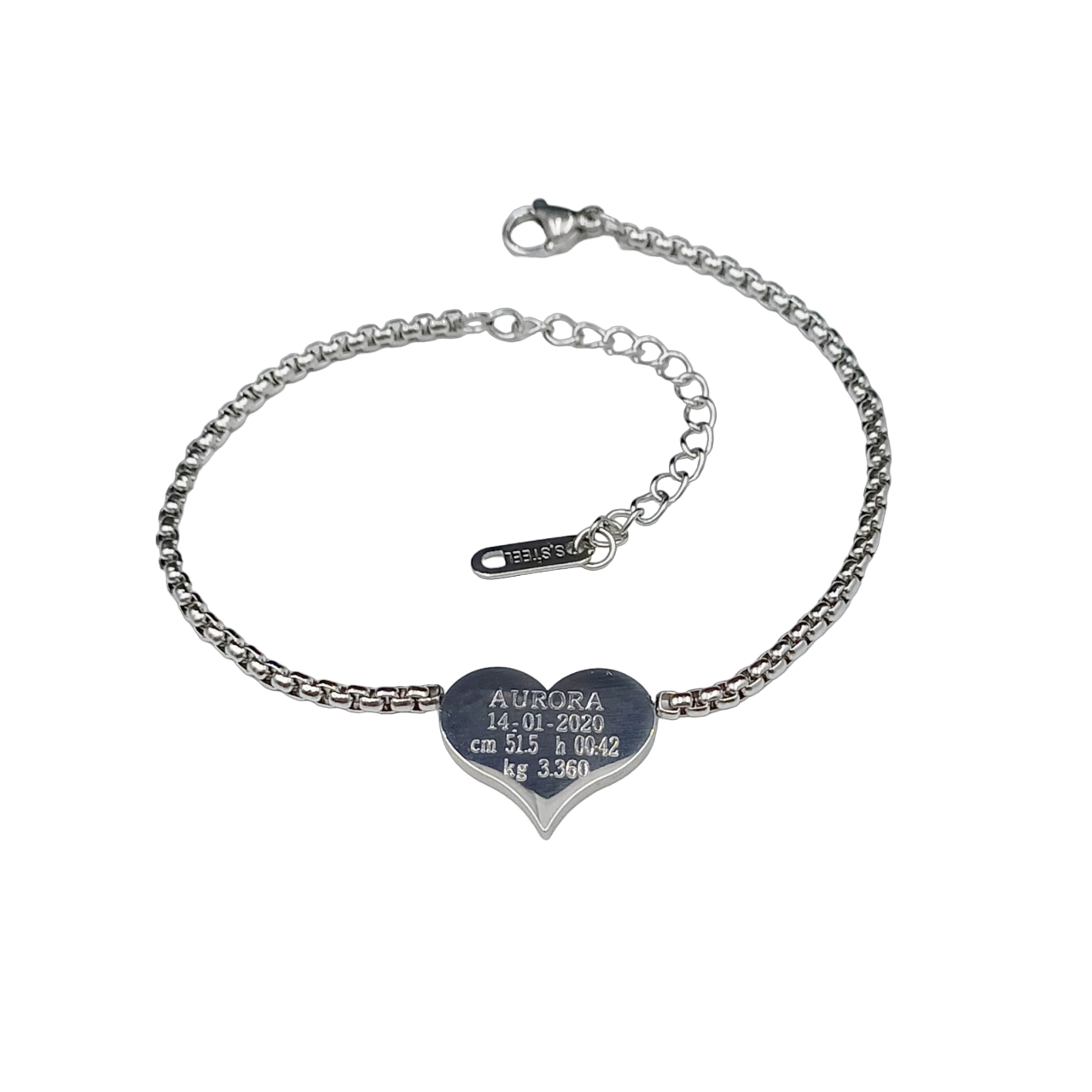 Bracciale Cuore NASCITA Acciaio