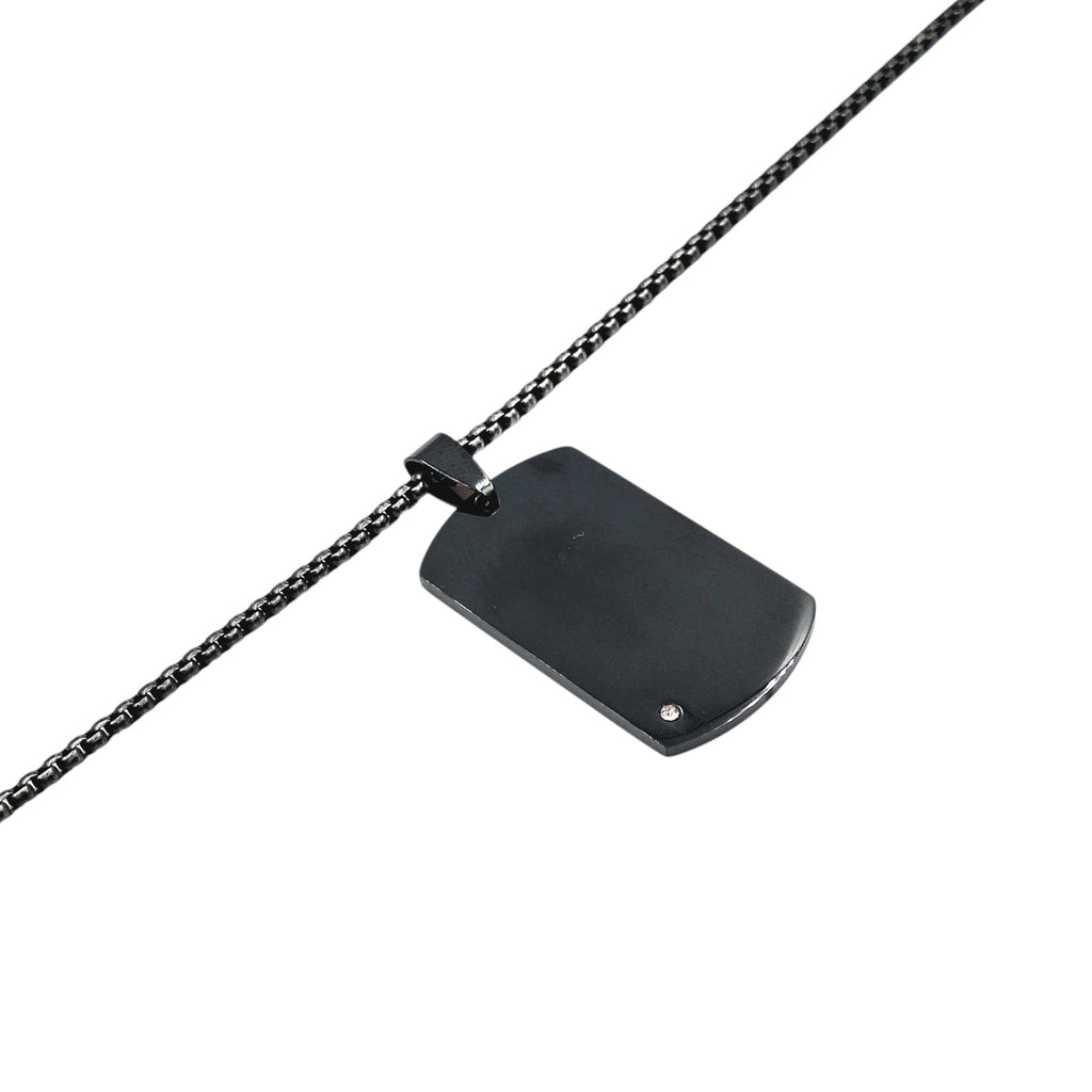 Collana Medaglietta Media con Brillantino in Acciaio con Incisione Personalizzata