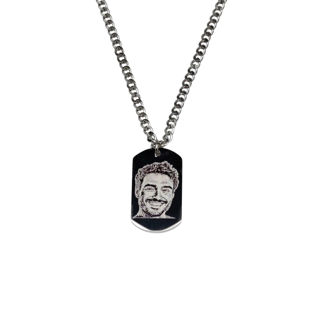 Collana Acciaio con Fotoincisione Rettangolare Media