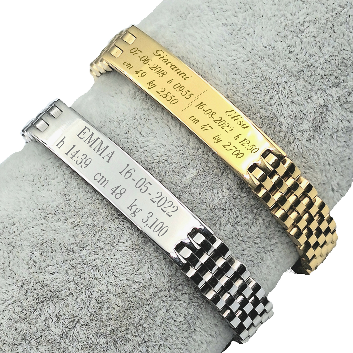 Bracciale Elegance Diamantato NASCITA da 1 a 3 Bimbi Acciaio Argento o Acciaio Oro